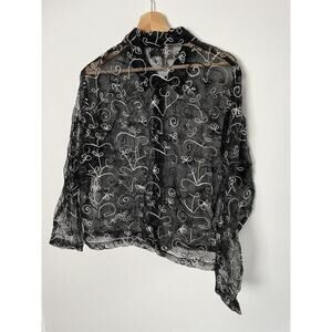 Silk Polyester Sheer Floral Embroidered Tantrums Collection Size S